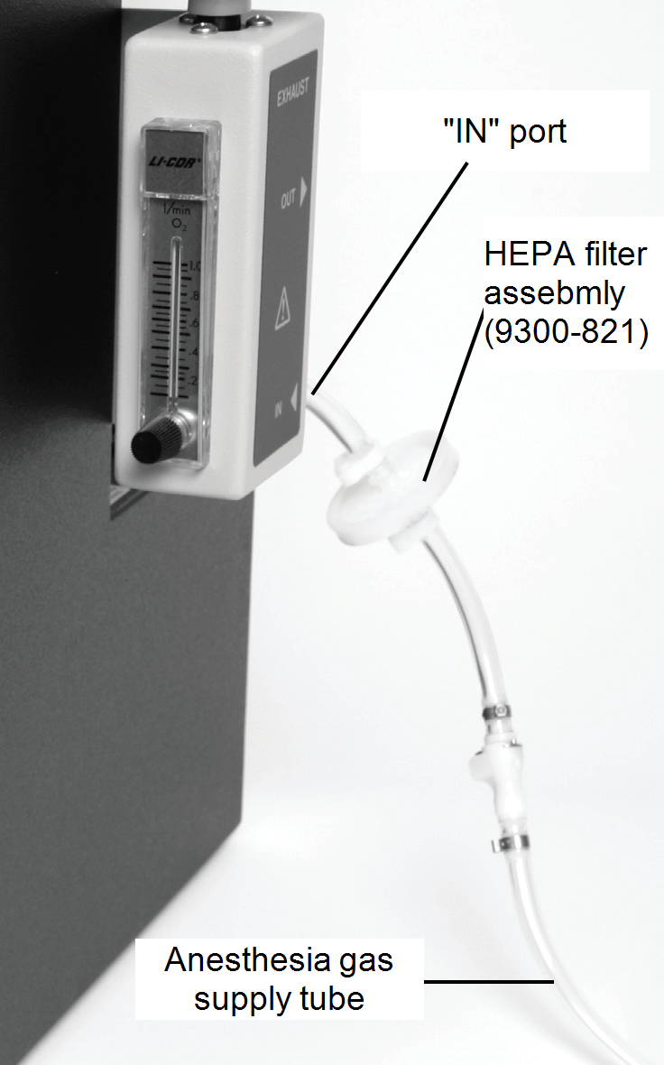 Pearl Trilogy rotameter with HEPA filter and gas supply connected
