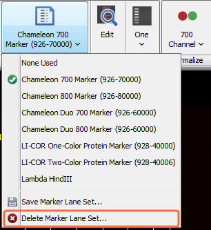 Delete Marker Lane Set in the Select Marker Lane Set list, Marker Lanes group, Western Analysis tab